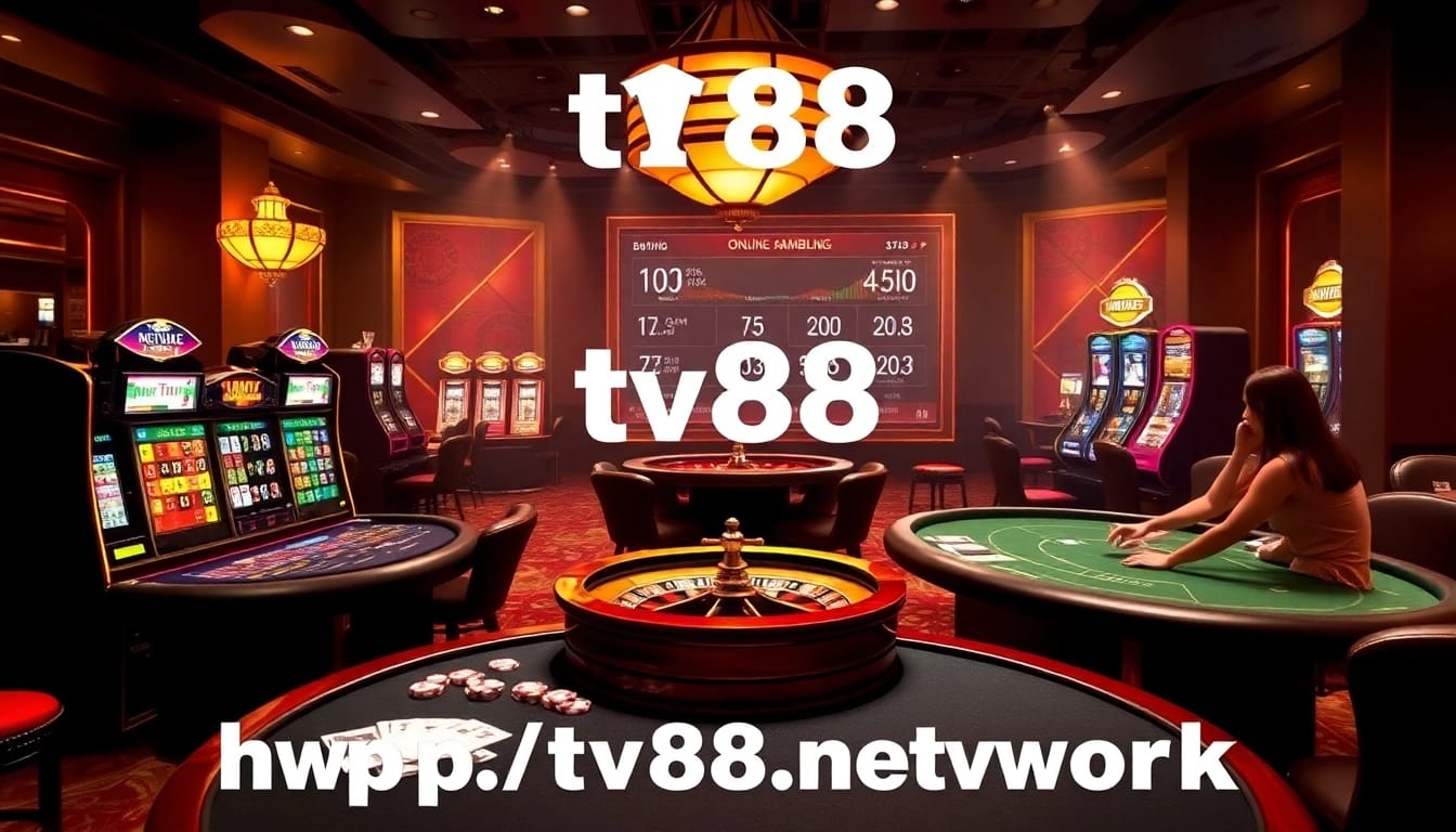 Players enjoying exciting poker and slot games at https://tv88.network/ casino, showcasing vibrant colors and lively atmosphere.