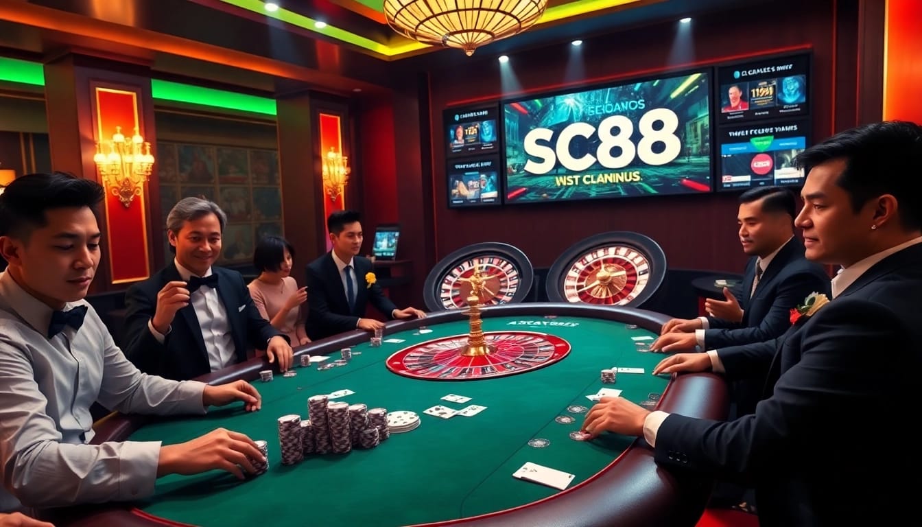 Experience high-stakes gambling at the SC88 poker table surrounded by excitement and luxury.