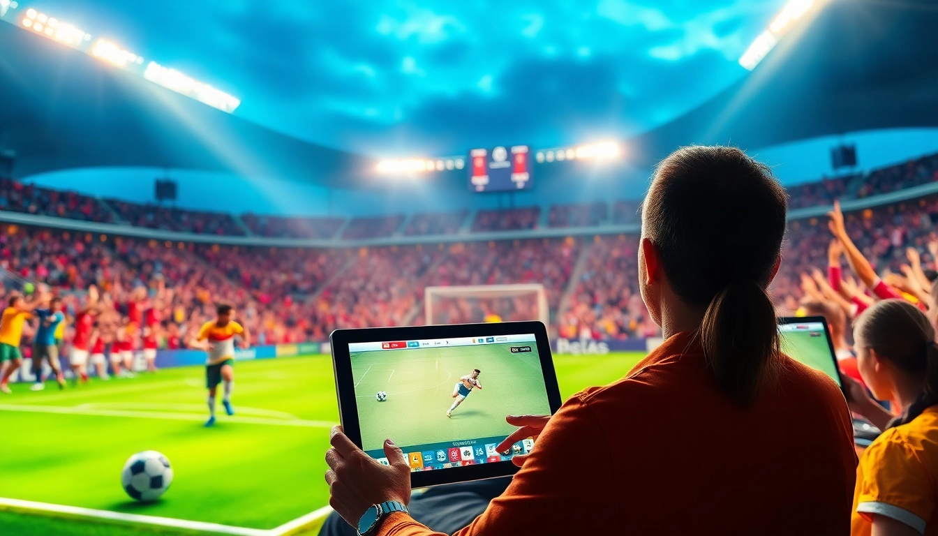 Engaging live football match experience on okwintv.zone with enthusiastic fans watching on devices.