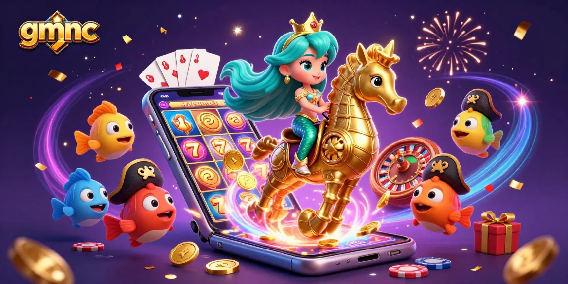Experience the excitement of gmnc with the princess and her seahorse as they play vibrant slots.