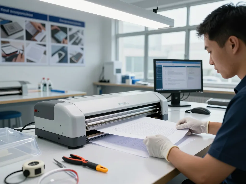 Expert technician performing bóc ép plastic nam định safely in a professional workshop, showcasing precision document restoration.