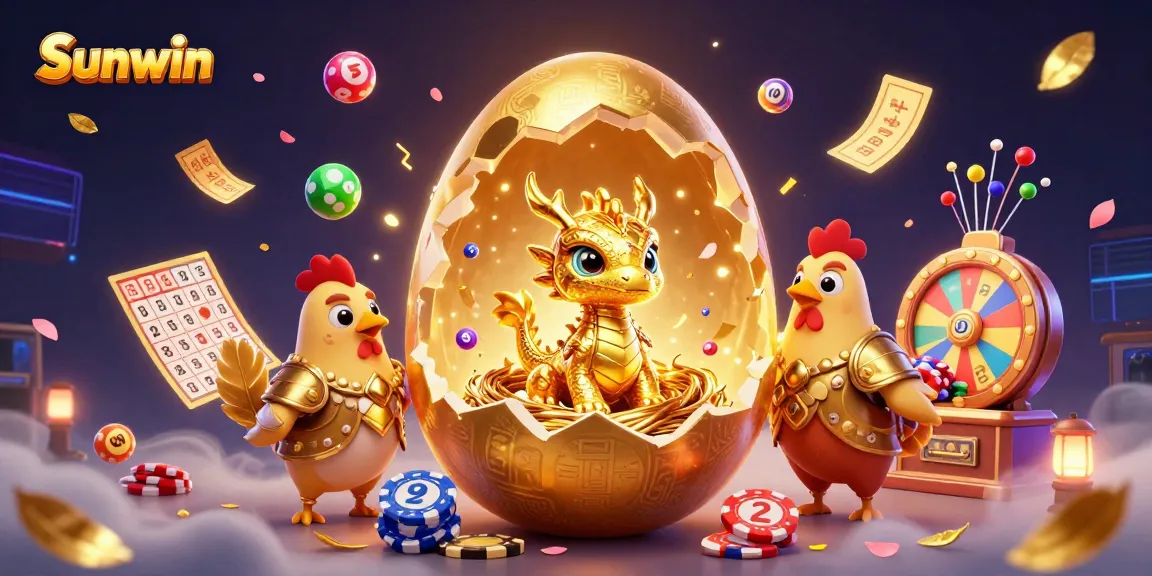 Experience thrilling wins at Sunwin with golden treasures amidst colorful gaming elements.