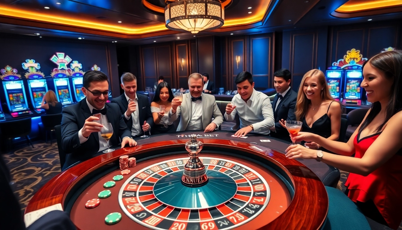 Experience the excitement of THABET as gamblers engage at a lavish casino table.