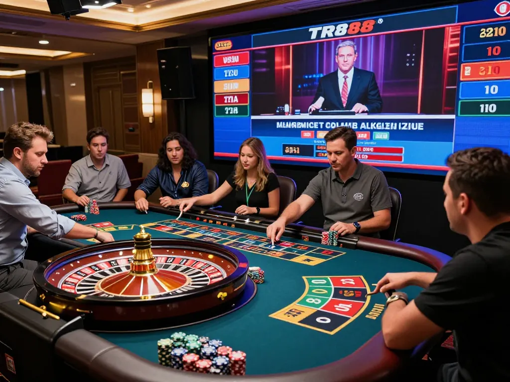 tr88 players strategizing during live dealer roulette at an online casino