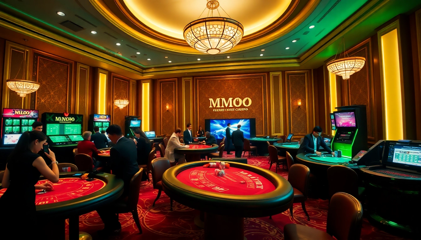Experience the thrilling atmosphere of MMOO's luxurious online casino with professional dealers and enthusiastic players.