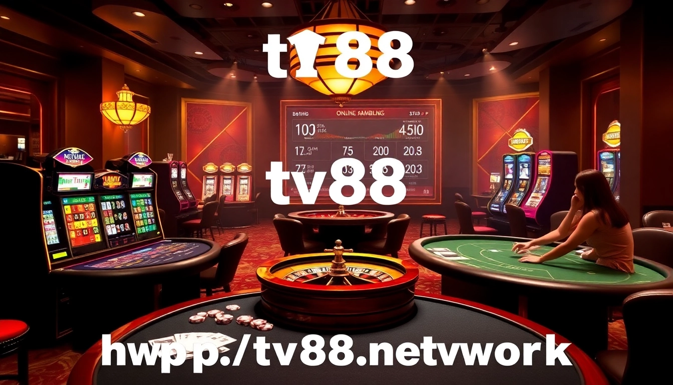 Players enjoying exciting poker and slot games at https://tv88.network/ casino, showcasing vibrant colors and lively atmosphere.