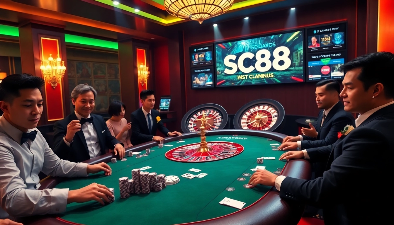 Experience high-stakes gambling at the SC88 poker table surrounded by excitement and luxury.