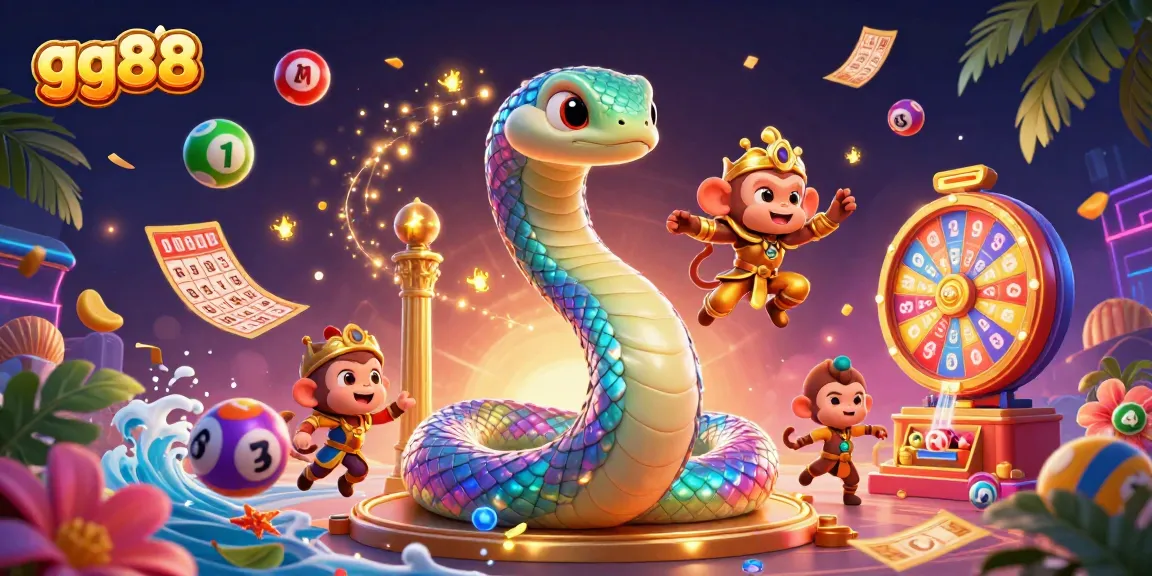 Experience thrilling wins with gg88 as the vibrant lottery balls bounce amidst magical casino elements.