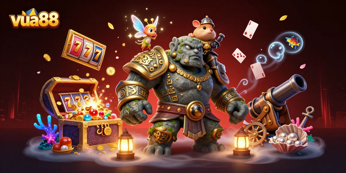 Experience thrilling gameplay with vua88 featuring a vibrant illustration of a magical casino adventure.