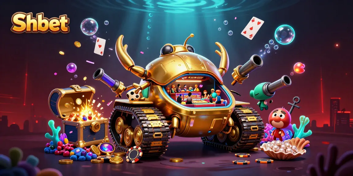 Engage with Shbet's dynamic gaming action featuring a 3D illustrated casino beetle tank.